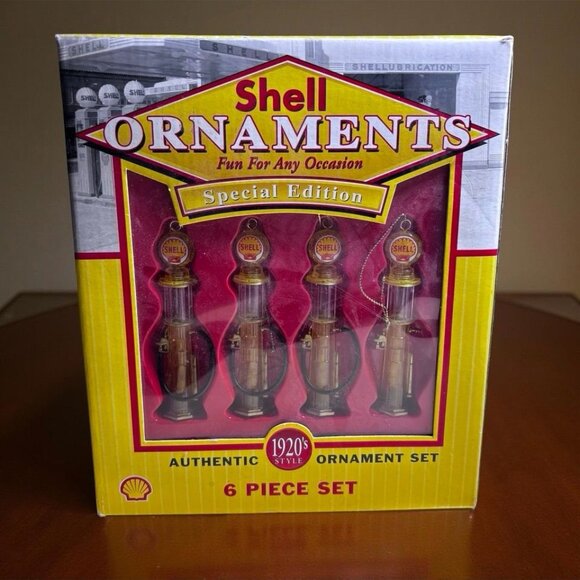 Shell Oil 1920s Gas Pump Ornaments – 6-Piece Vintage Style Collector Set by CTH - Picture 1 of 7